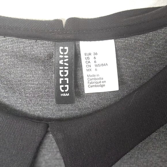 Cute Gray Skater Dress with Black Collar - Picture 2 of 4